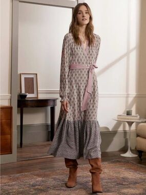 Boden Tiered Hem Midi Dress Size 2